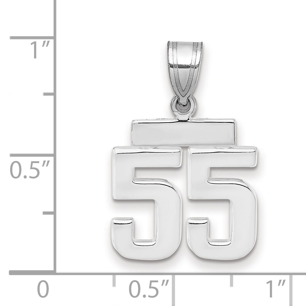 14kw Small Polished Number 55 Charm-WSP55