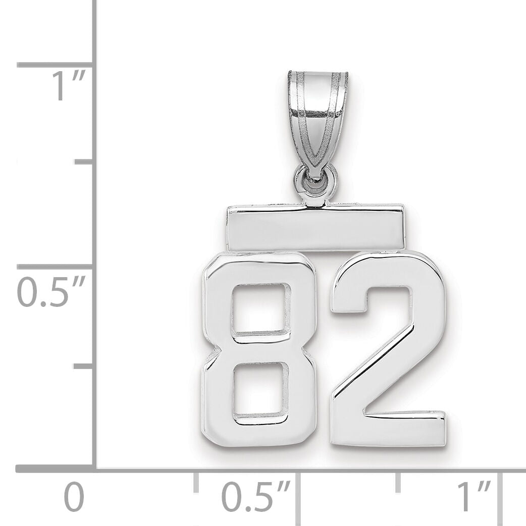 14kw Small Polished Number 82 Charm-WSP82
