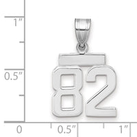 14kw Small Polished Number 82 Charm-WSP82