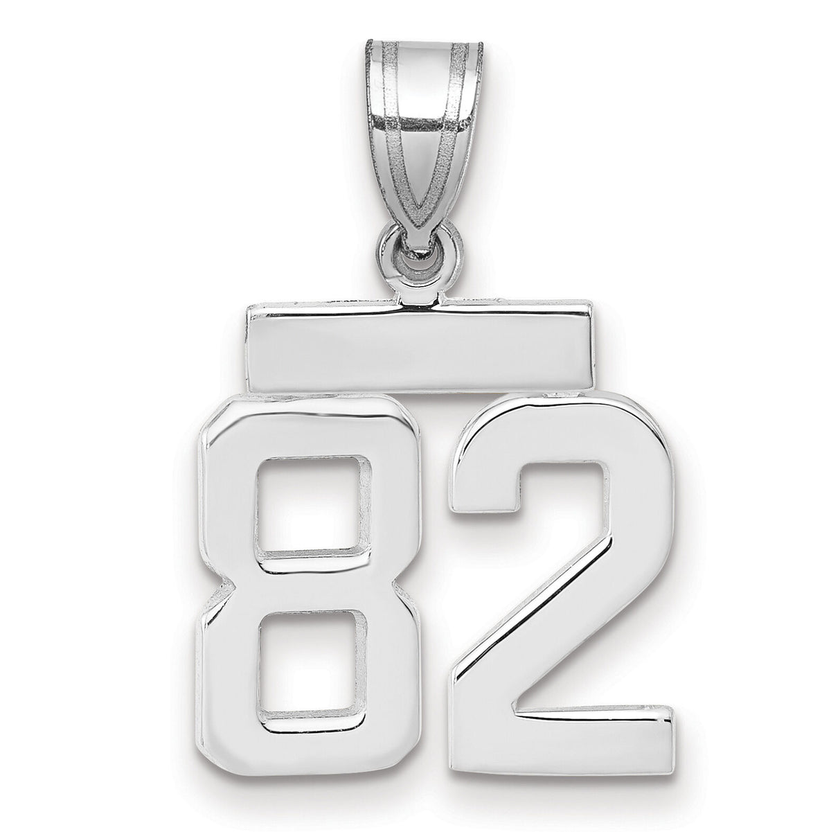 14kw Small Polished Number 82 Charm-WSP82