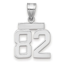 14kw Small Polished Number 82 Charm-WSP82
