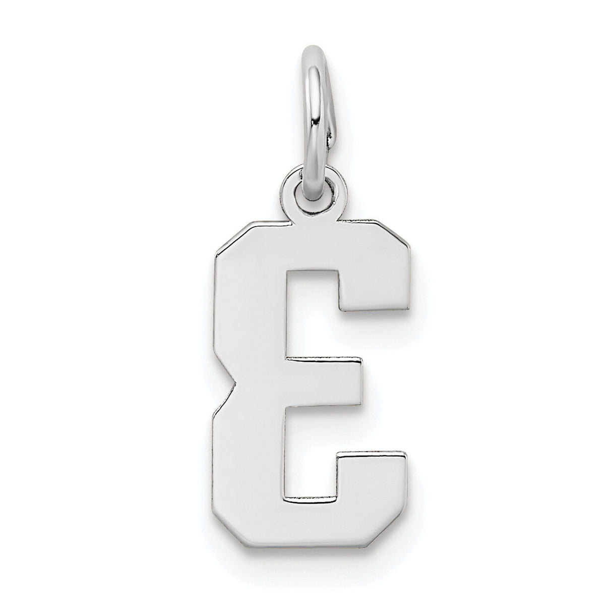 14kw Small Satin Number 3 Charm-WSS03