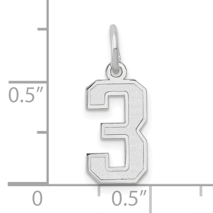 14kw Small Satin Number 3 Charm-WSS03