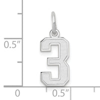 14kw Small Satin Number 3 Charm-WSS03