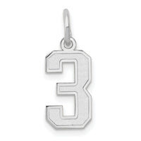 14kw Small Satin Number 3 Charm-WSS03