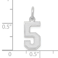 14kw Small Satin Number 5 Charm-WSS05