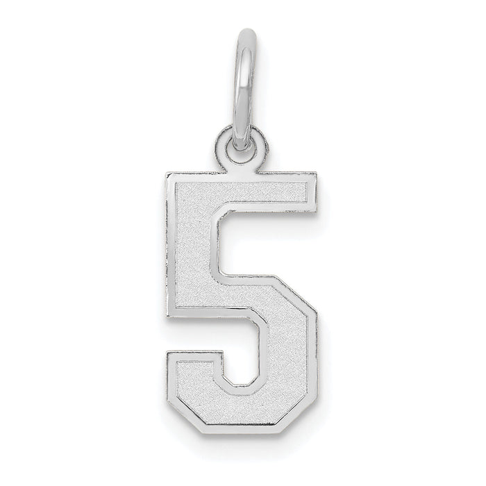 14kw Small Satin Number 5 Charm-WSS05