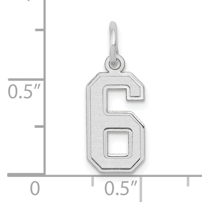 14kw Small Satin Number 6 Charm-WSS06