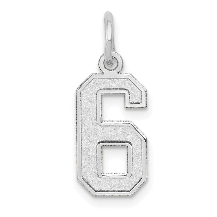 14kw Small Satin Number 6 Charm-WSS06