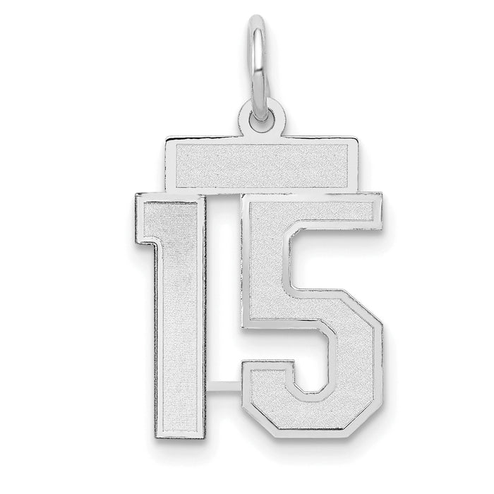 14kw Small Satin Number 15 Charm-WSS15