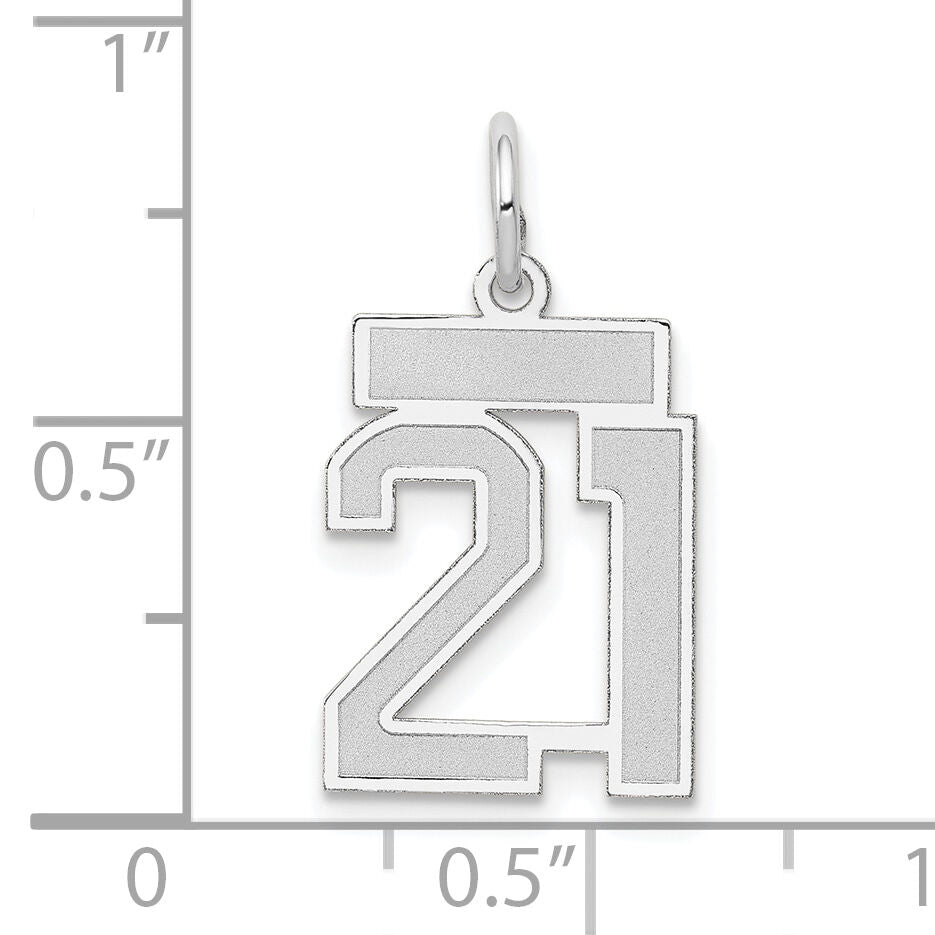14kw Small Satin Number 21 Charm-WSS21