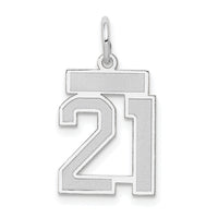 14kw Small Satin Number 21 Charm-WSS21