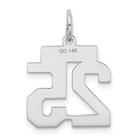 14kw Small Satin Number 25 Charm-WSS25