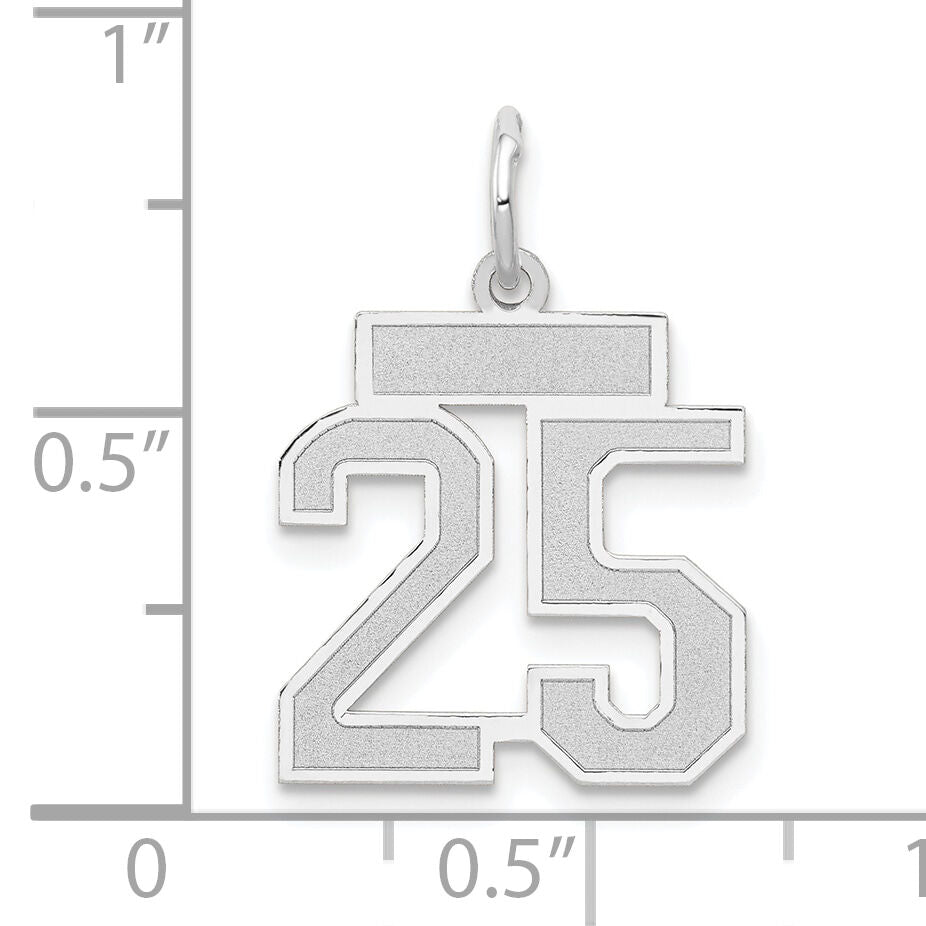 14kw Small Satin Number 25 Charm-WSS25