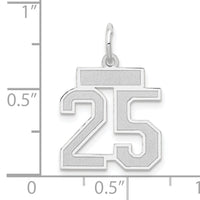 14kw Small Satin Number 25 Charm-WSS25