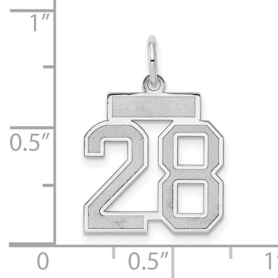 14kw Small Satin Number 28 Charm-WSS28