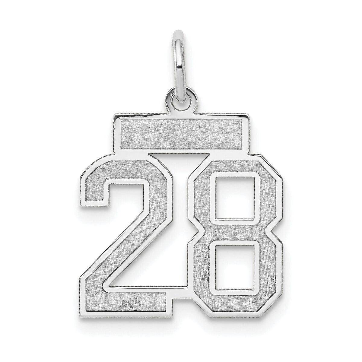 14kw Small Satin Number 28 Charm-WSS28