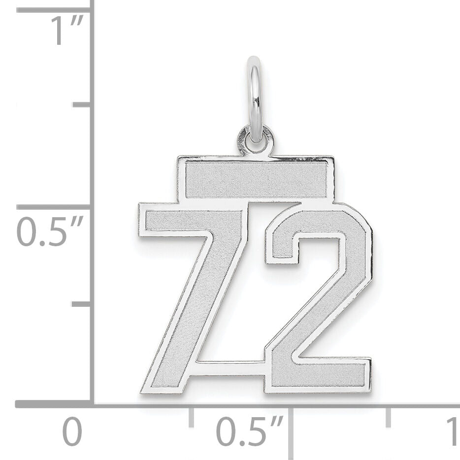 14kw Small Satin Number 72 Charm-WSS72