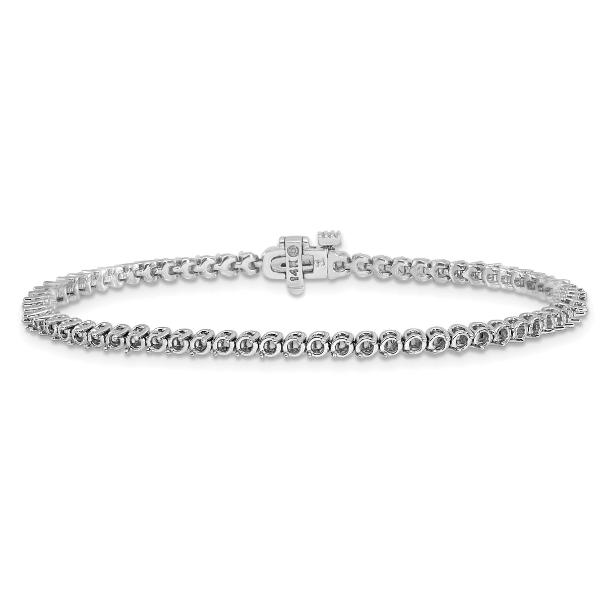 14k White Gold 1.9mm Round 2-prong Diamond Bracelet Mounting-X10019W
