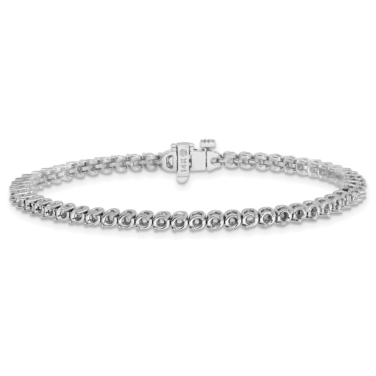 14k White Gold 2.4mm Round 2-prong Diamond Bracelet Mounting-X10020W