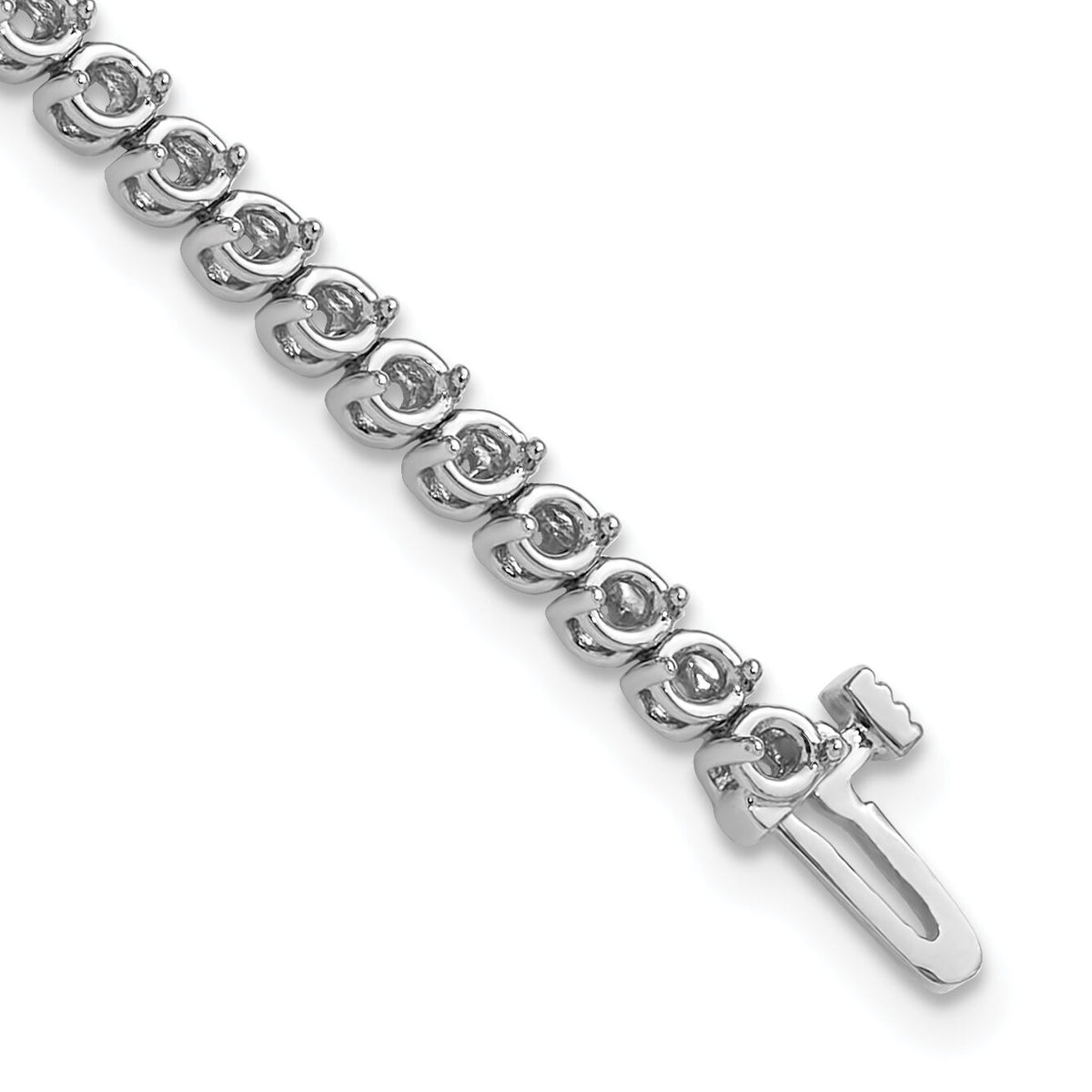 14k White Gold 2.4mm Round 2-prong Diamond Bracelet Mounting-X10020W