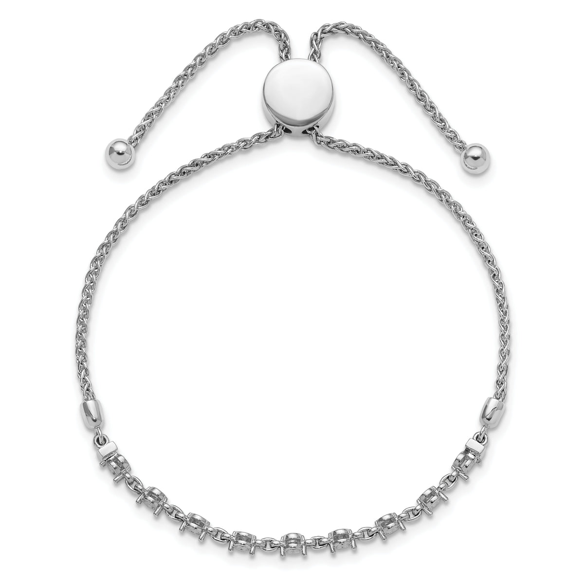 14k White Gold 2.5mm Round Diamond .54ct Adjustable Bracelet Mounting-X10025W