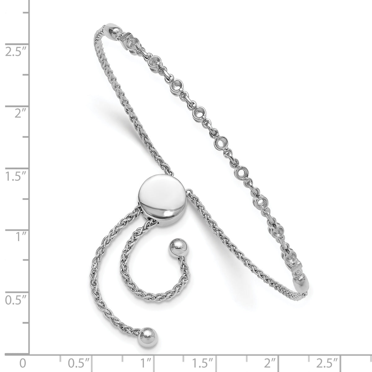 14k White Gold 2.5mm Round Diamond .54ct Adjustable Bracelet Mounting-X10025W