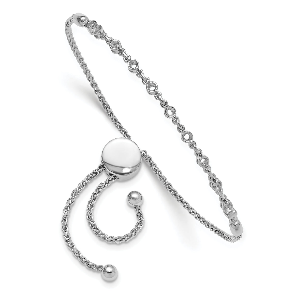 14k White Gold 2.5mm Round Diamond .54ct Adjustable Bracelet Mounting-X10025W