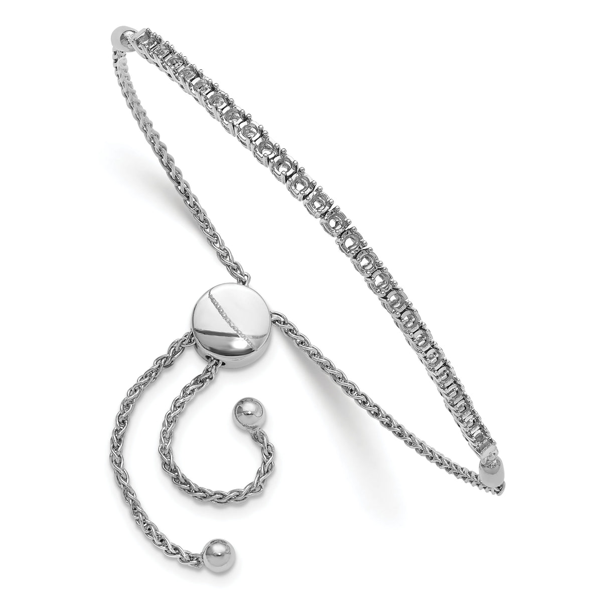14k White Gold 2.2mm Round Diamond 1.03ct Adjustable Bracelet Mounting-X10026W
