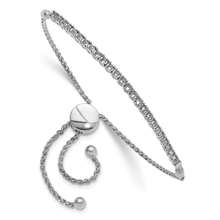 14k White Gold 2.2mm Round Diamond 1.03ct Adjustable Bracelet Mounting-X10026W