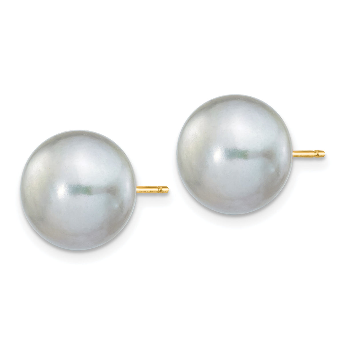 14k 10-11mm Grey Button FW Cultured Pearl Stud Post Earrings-X100BG