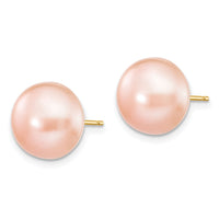 14k 10-11mm Pink Button FW Cultured Pearl Stud Post Earrings-X100BPI