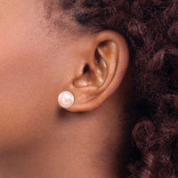 14k 10-11mm Pink Button FW Cultured Pearl Stud Post Earrings-X100BPI