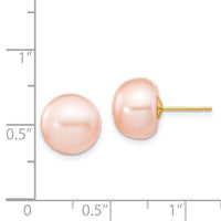 14k 10-11mm Pink Button FW Cultured Pearl Stud Post Earrings-X100BPI
