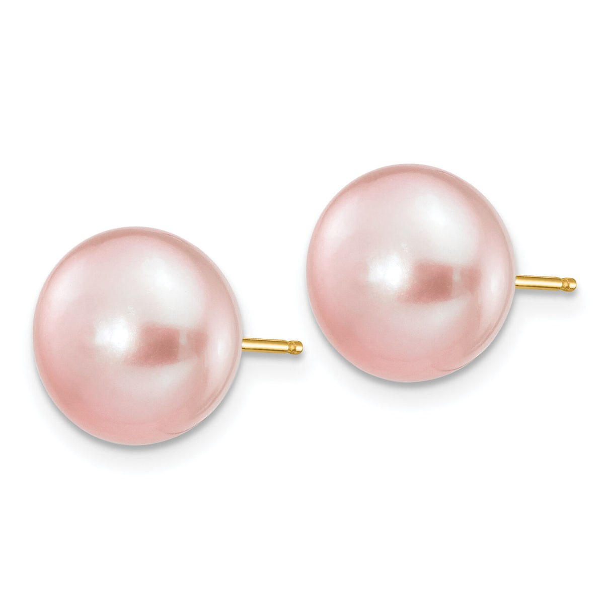 14k 10-11mm Purple Button Freshwater Cultured Pearl Stud Post Earrings-X100BPU