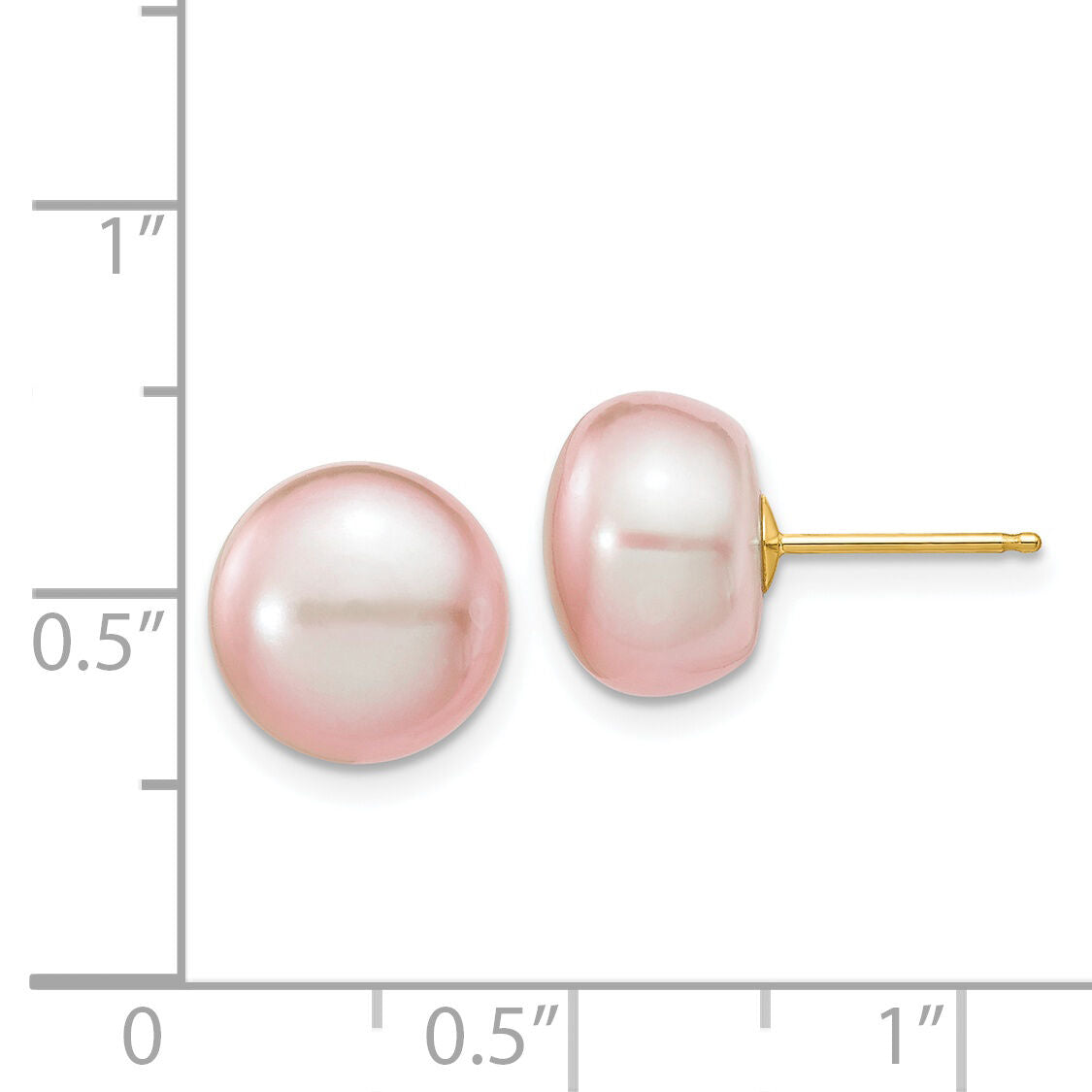 14k 10-11mm Purple Button Freshwater Cultured Pearl Stud Post Earrings-X100BPU