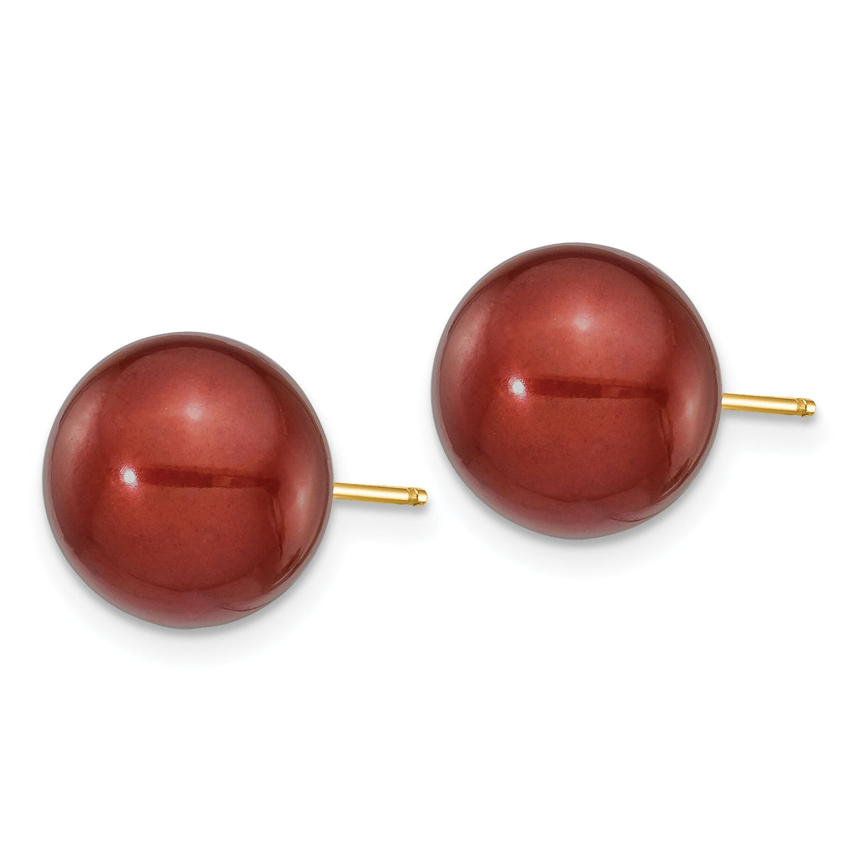 14k 10-11mm Brown Round Freshwater Cultured Pearl Stud Post Earrings-X100PC
