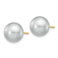 14k 10-11mm Grey Round Freshwater Cultured Pearl Stud Post Earrings-X100PG