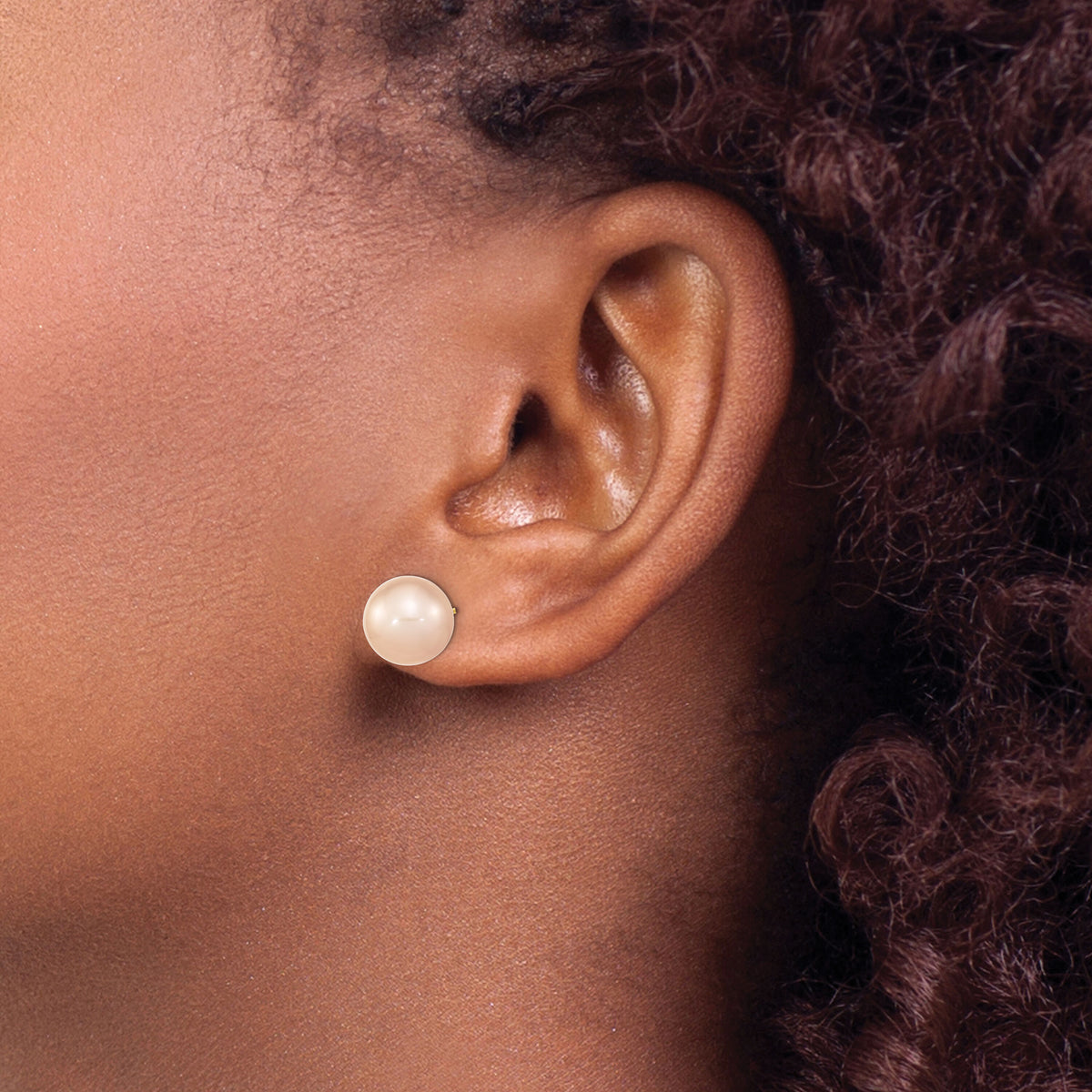 14K 10-11mm Round Pink Freshwater Cultured Pearl Earrings-X100PPI