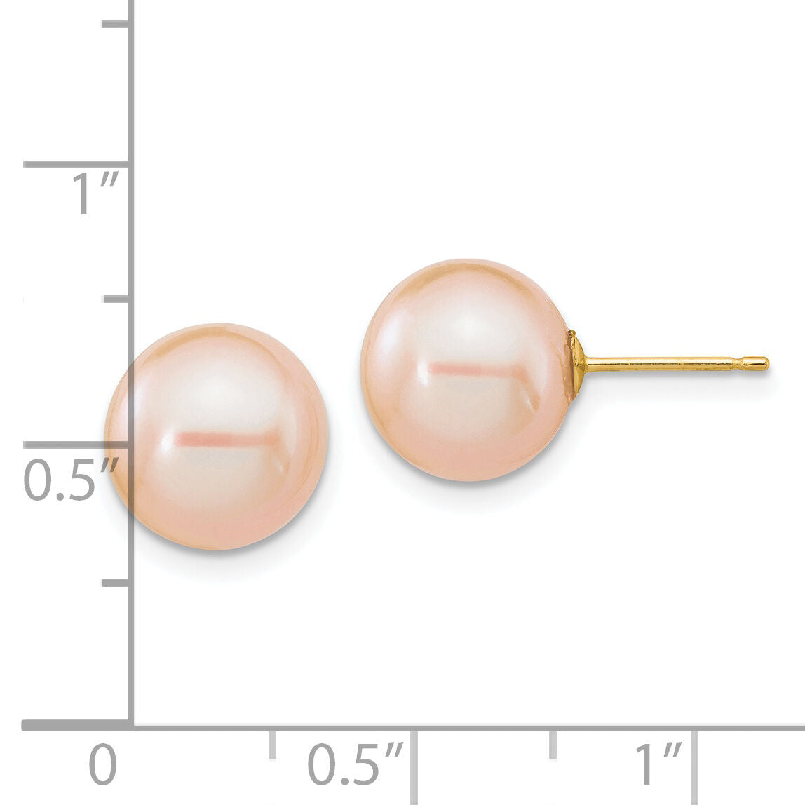 14K 10-11mm Round Pink Freshwater Cultured Pearl Earrings-X100PPI