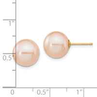 14K 10-11mm Round Pink Freshwater Cultured Pearl Earrings-X100PPI