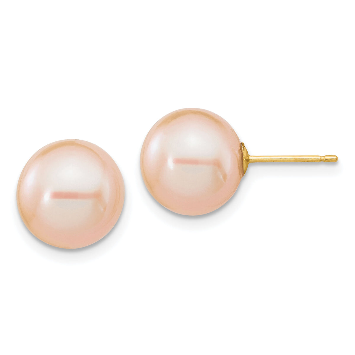 14K 10-11mm Round Pink Freshwater Cultured Pearl Earrings-X100PPI