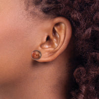 14k 11-12mm Brown Button Freshwater Cultured Pearl Stud Post Earrings-X110BC