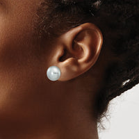 14k 11-12mm Grey Button FW Cultured Pearl Stud Post Earrings-X110BG