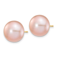 14k 11-12mm Purple Button Freshwater Cultured Pearl Stud Post Earrings-X110BPU