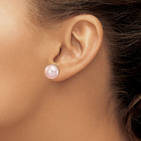 14k 11-12mm Purple Button Freshwater Cultured Pearl Stud Post Earrings-X110BPU