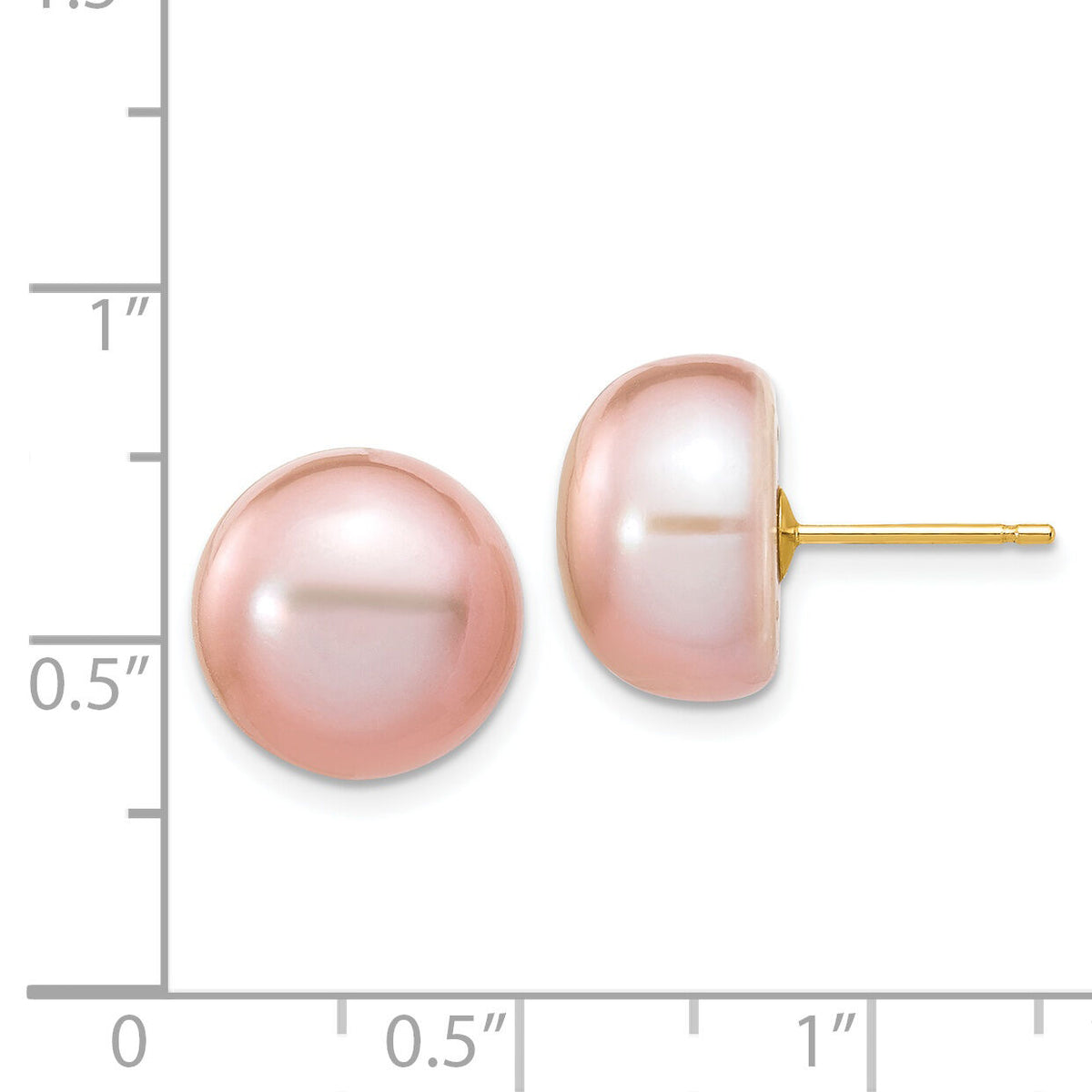 14k 11-12mm Purple Button Freshwater Cultured Pearl Stud Post Earrings-X110BPU