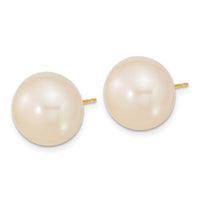 14k 13-14mm White Button Freshwater Cultured Pearl Post Earrings-X130BW