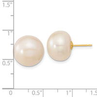 14k 13-14mm White Button Freshwater Cultured Pearl Post Earrings-X130BW