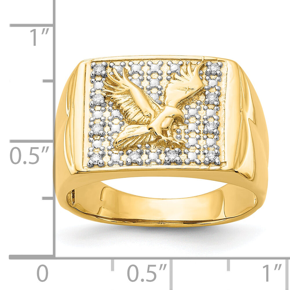 14k & Rhodium Men's .10ct Diamond Eagle Ring-X19